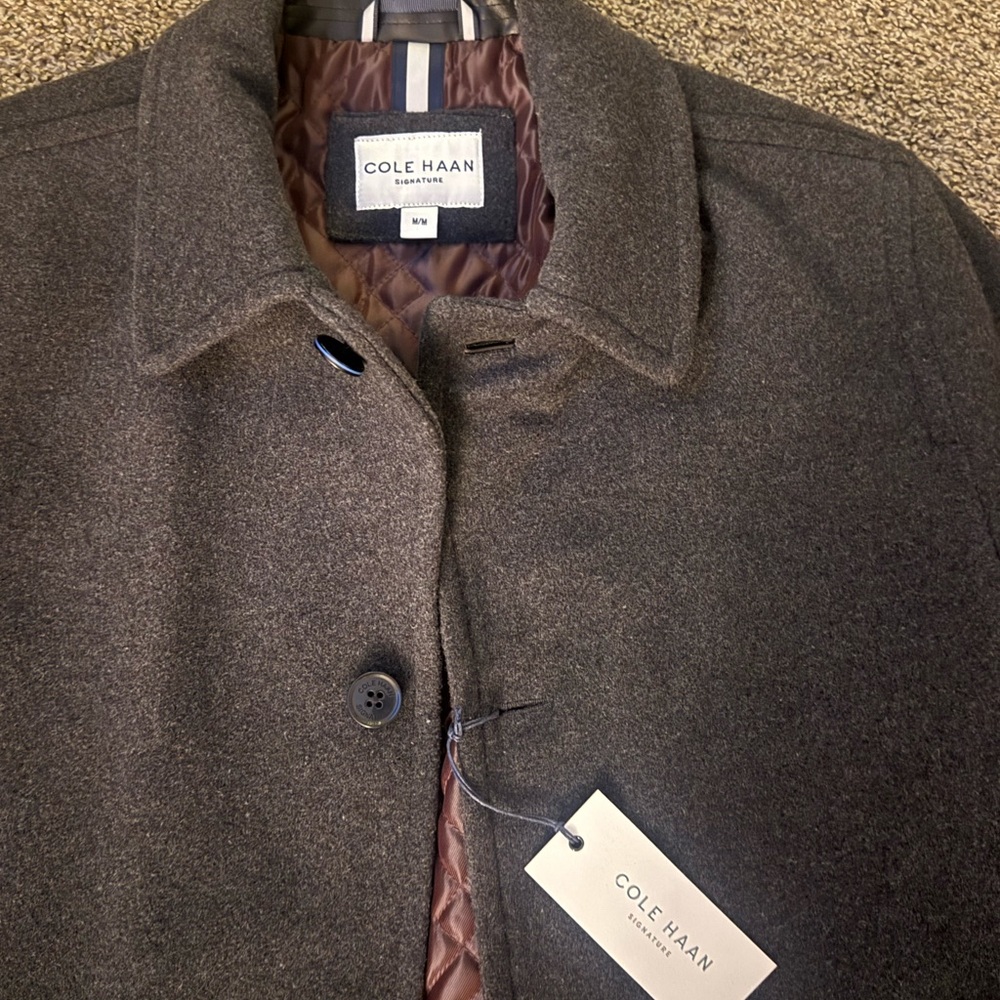Cole Haan Men's Charcoal Car Coat - Picture 3 of 14